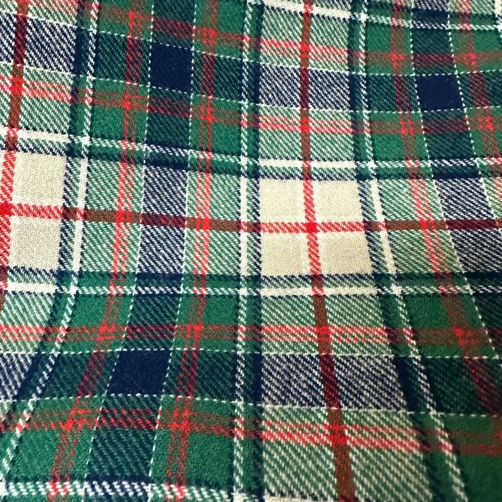 Vtg Tartan Green Red Navy Plaid Wool Fabric 2 Yards 60 Inch Wide Heavy Weight